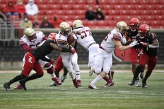 Oct 24, 2020; Louisville, Kentucky, USA;  Florida State Seminoles running back Lawrance Toafili (9) runs the ball against Louisville Cardinals linebacker Rodjay Burns (10) during the first half of play at Cardinal Stadium. Jamie Rhodes-ACC Pool