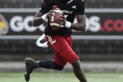 Oct 24, 2020; Louisville, Kentucky, USA; Louisville Cardinals quarterback Malik Cunningham (3) looks down the field during the first half of play at Cardinal Stadium. Jamie Rhodes-ACC Pool