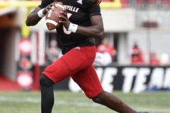 Oct 24, 2020; Louisville, Kentucky, USA;  Louisville Cardinals quarterback Malik Cunningham (3) looks for a receiver during the second half of play at Cardinal Stadium. Jamie Rhodes-ACC Pool