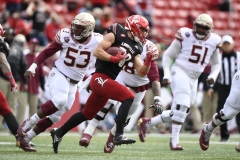 Oct 24, 2020; Louisville, Kentucky, USA;  Louisville Cardinals defensive back Jack Fagot (38) returns an interception during the second half of play at Cardinal Stadium. Jamie Rhodes-ACC Pool